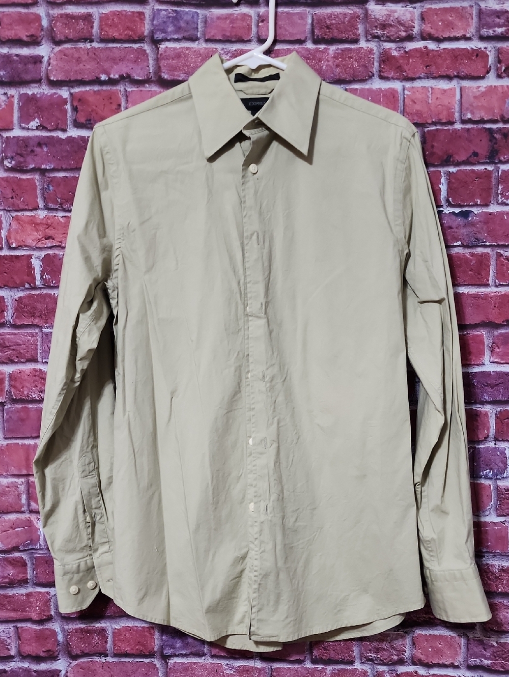 Express Men's Long-Sleeve Dress Shirt - Beige